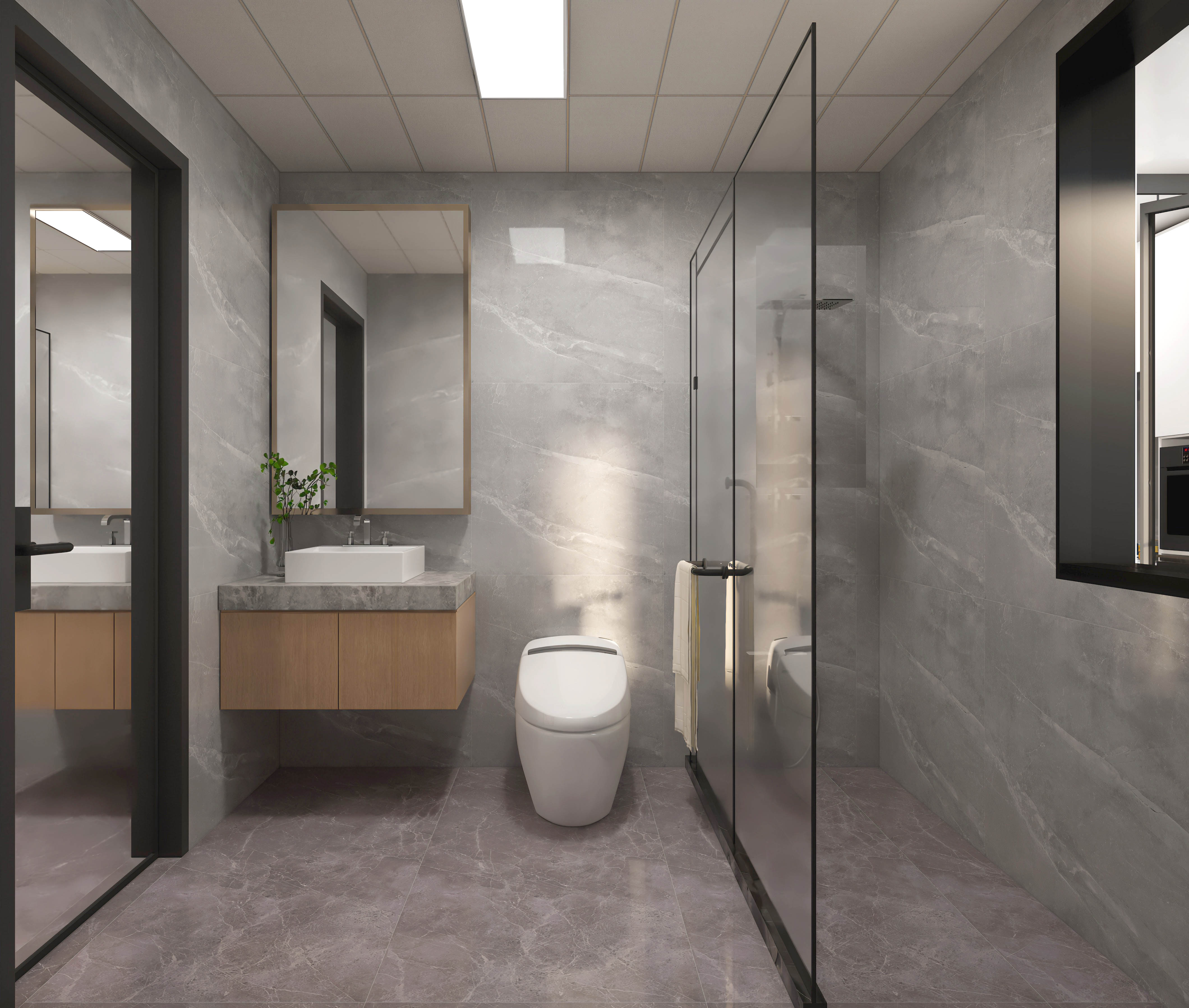 洗漱台装修效果图：现代简约案例，百安居定制指南