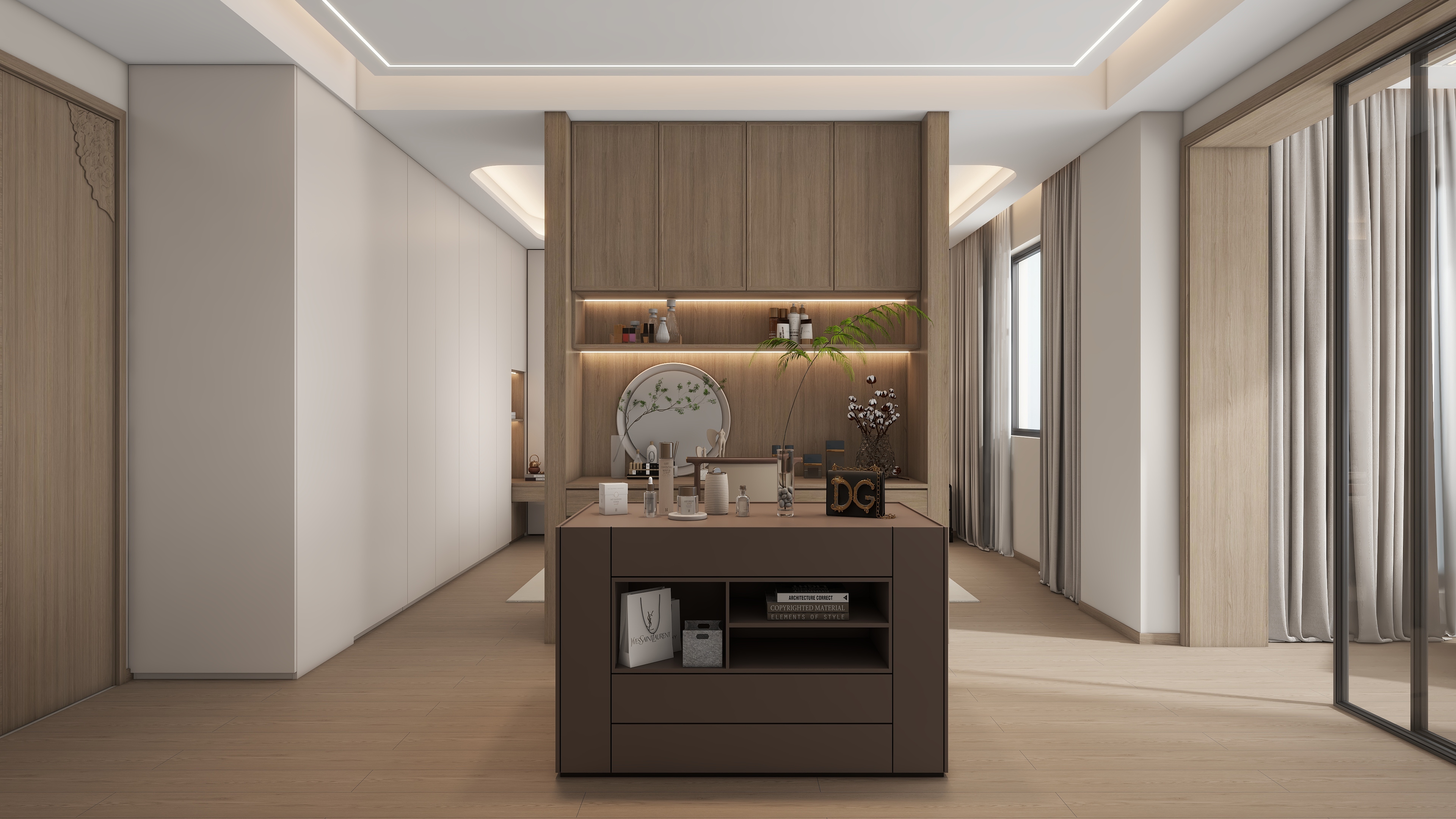 咖啡色木板柜子设计效果图推荐