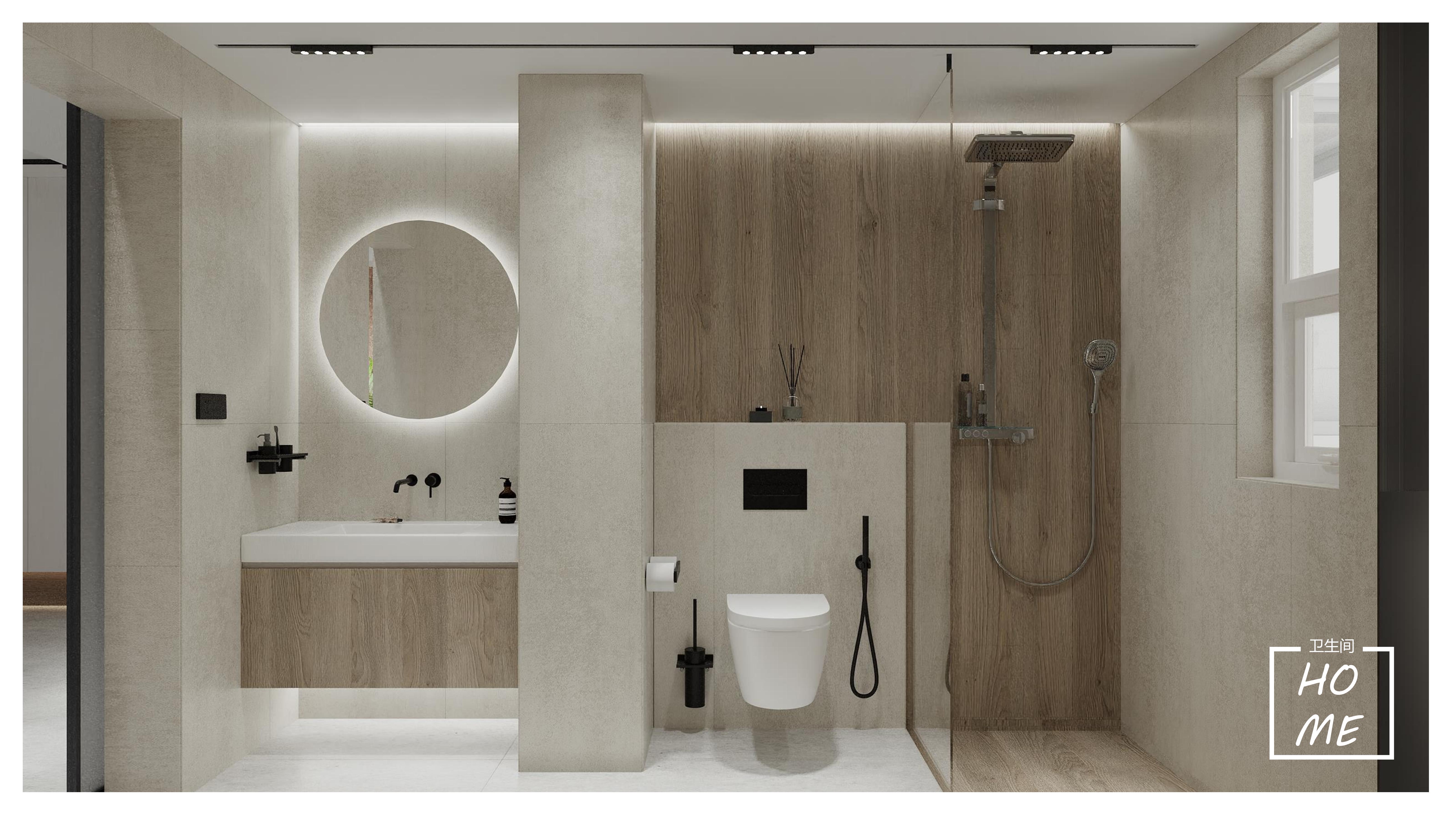 蹲坑与淋浴结合设计效果图展示与灵感